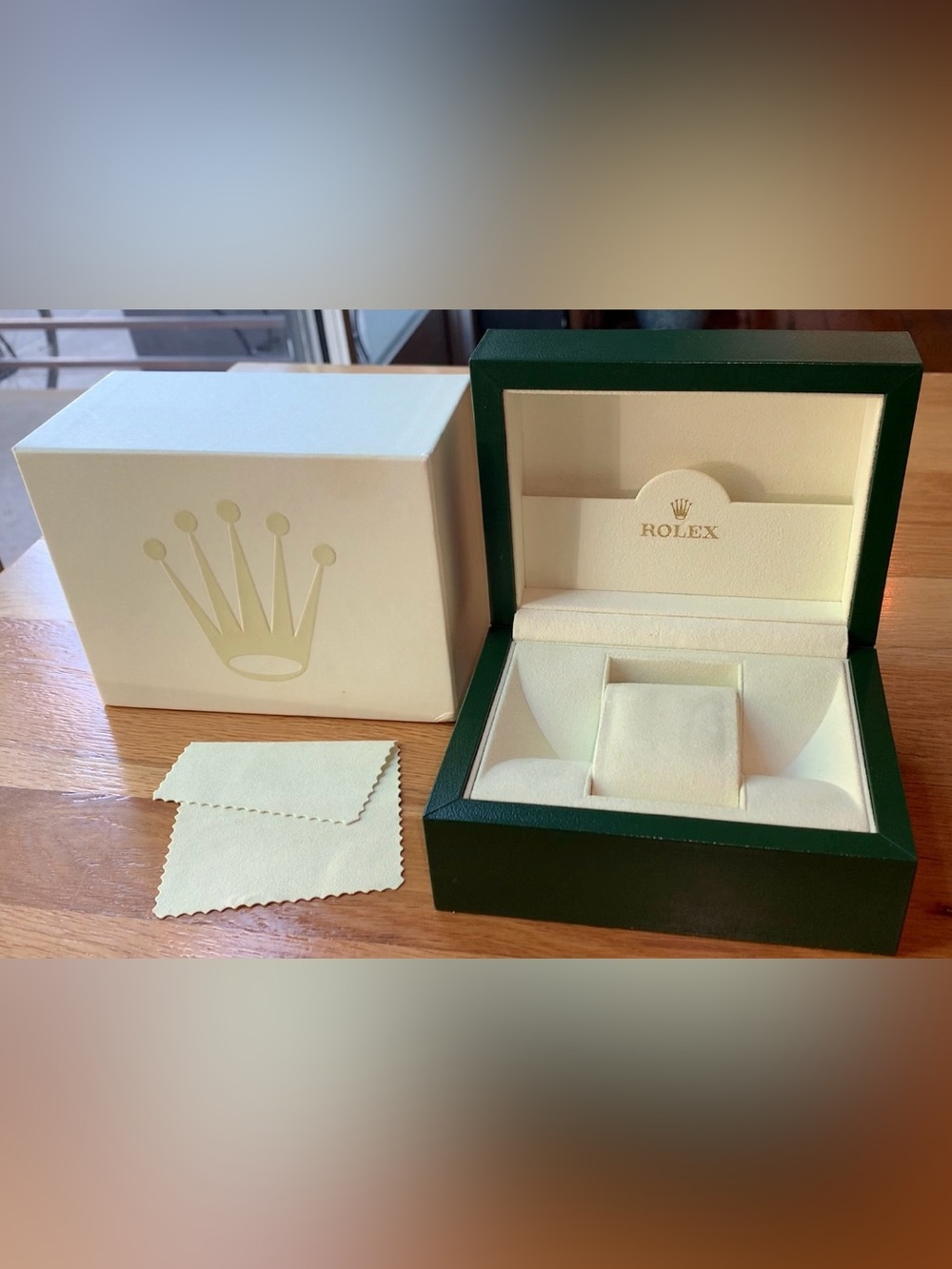 Rolex Vintage Small Green Watch Box 39137.71 w/ Outer Box / Polishing Cloth